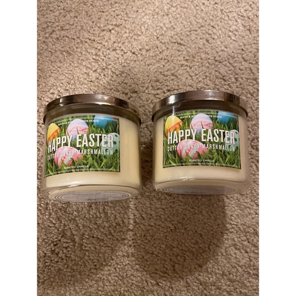 2x Bath and Body Works happy Easter cotton candy marshmallow candles - Picture 1 of 3